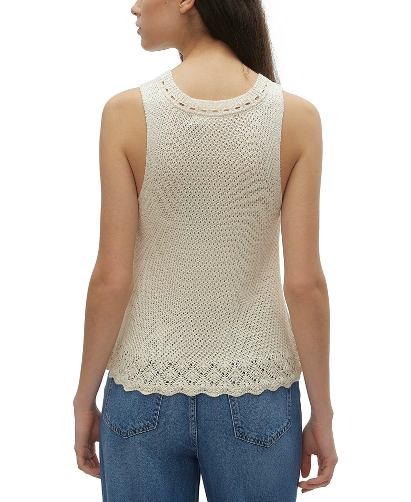 Vero Moda Women's Aino Sleeveless Open-Knit Scalloped-Hem Top