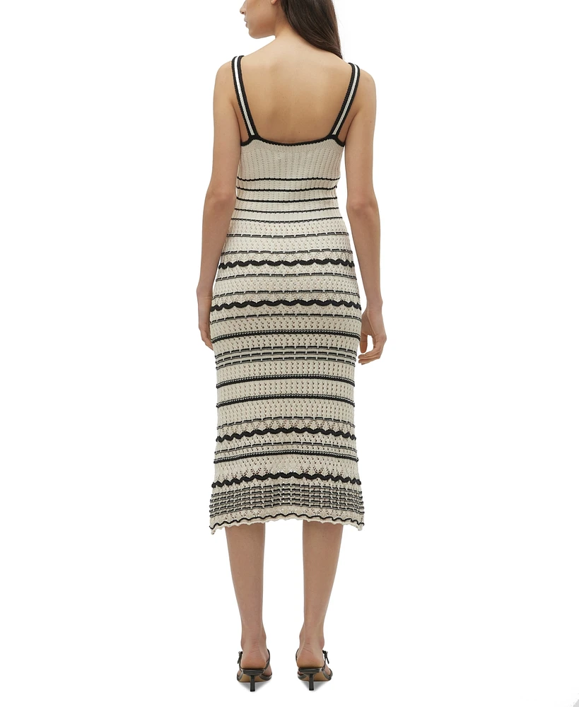 Vero Moda Women's Minou Striped Sleeveless Midi Knit Dress