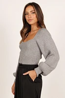 Petal and Pup Women's Gia Sweetheart Neck Bell Sleeve Knit Sweater