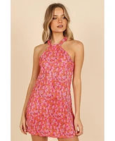 Petal and Pup Women's Melody Plisse Halter Mini Dress