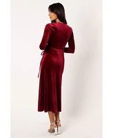 Womens Darby Long Sleeve Midi Dress - Burgundy