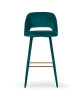 Glamour Home 29.5" Anita Velvet Barstool, Set of 2