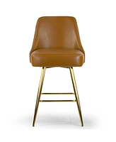 Glamour Home 25.75" Auren Polyester, Metal Counter Height Stool, Set of 2
