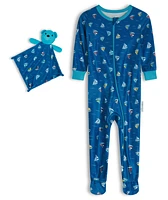 Max & Olivia Baby Boys Snug Fit Coverall One Piece with Matching Blankie