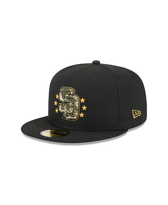 New Era Men's Black San Diego Padres 2024 Armed Forces Day On-Field 59FIFTY Fitted Hat