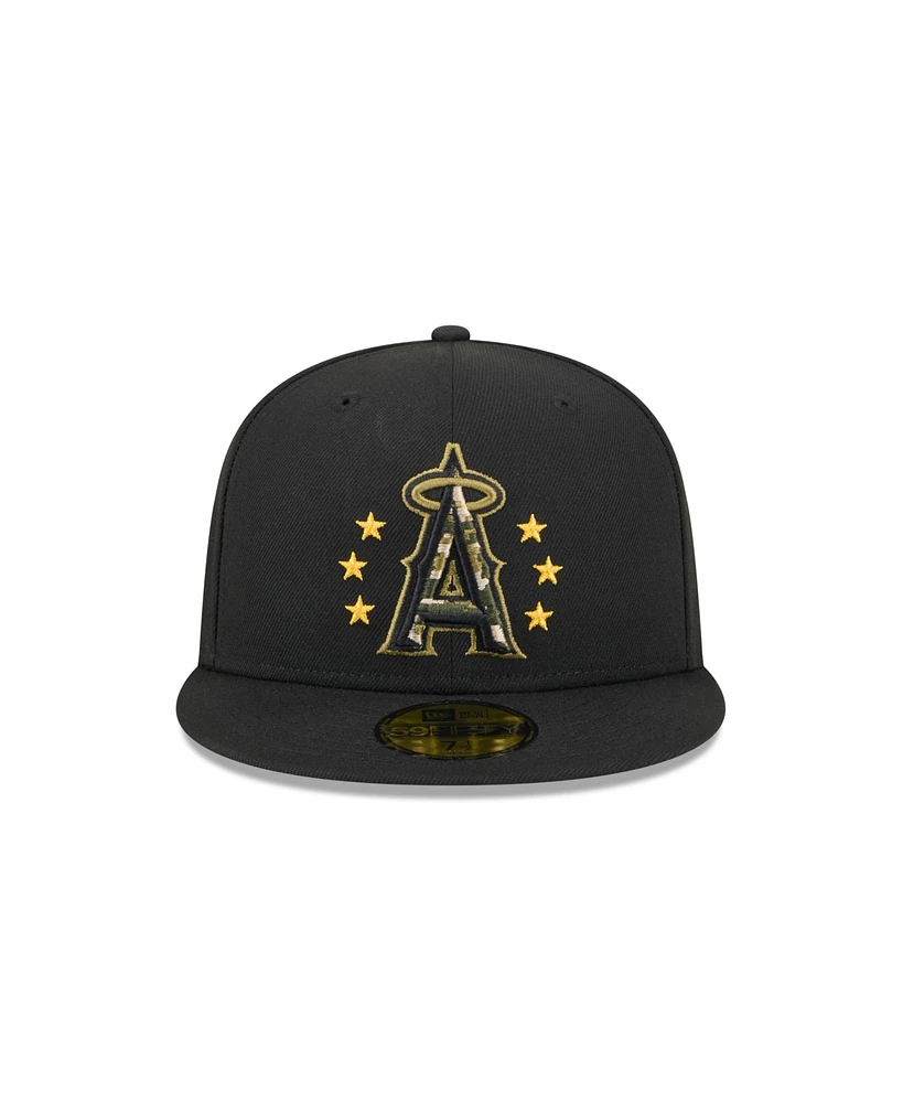 New Era Men's Black Los Angeles Angels 2024 Armed Forces Day On-Field 59FIFTY Fitted Hat