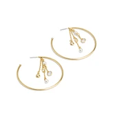 Coach Faux Stone Signature Charm Hoop Earrings