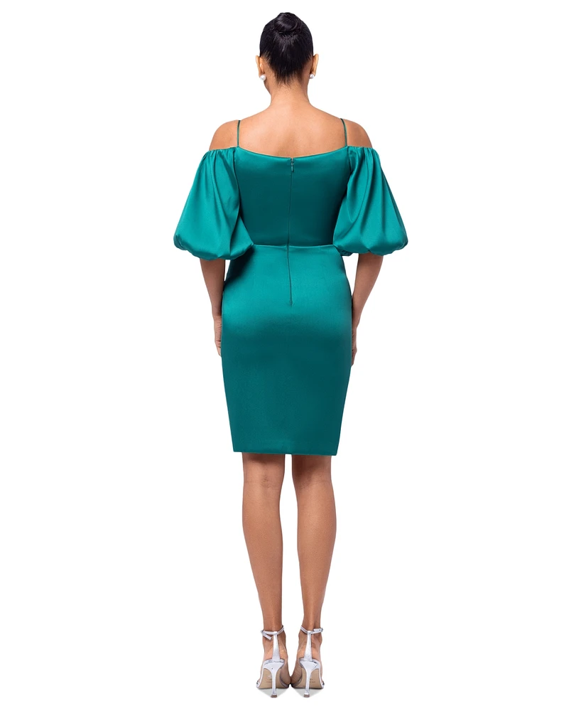 Betsy & Adam Women's Balloon-Sleeve Off-The-Shoulder Dress
