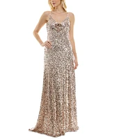 Taylor Women's Sequin Embellished Rosette Sleeveless Gown