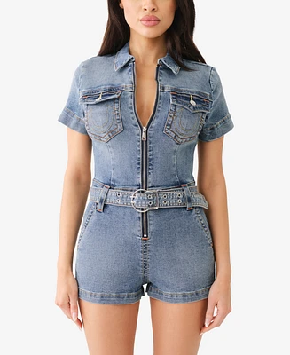 True Religion Women's Short Sleeve Romper