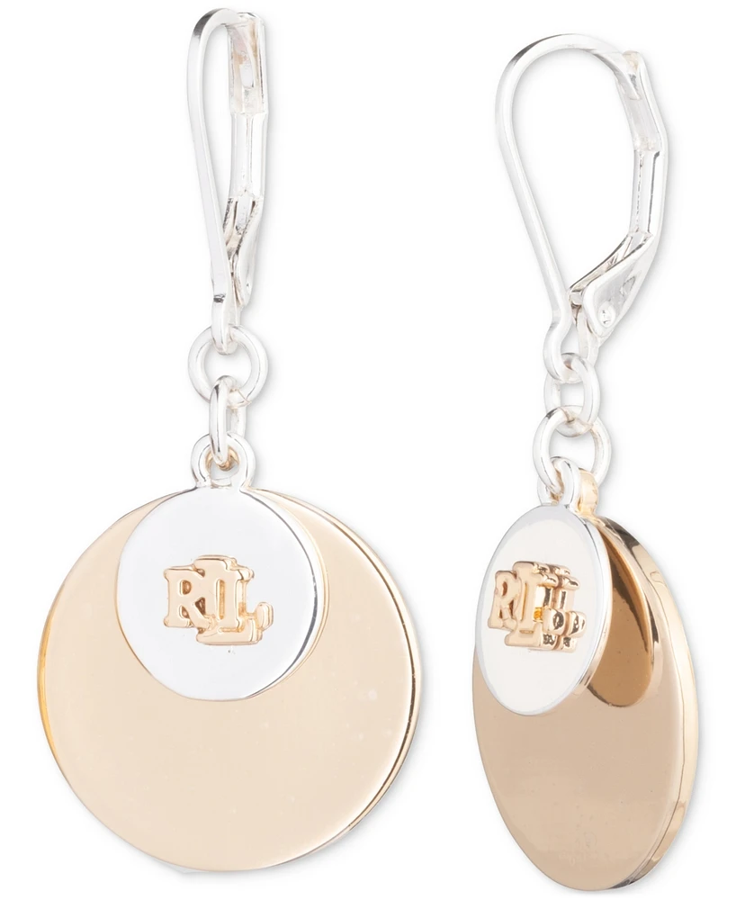 Lauren Ralph Lauren Two-Tone Logo Disc Drop Earrings