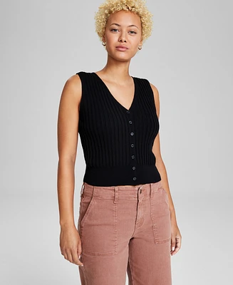 And Now This Women's Ribbed Button-Up Sweater Vest, Created for Macy's