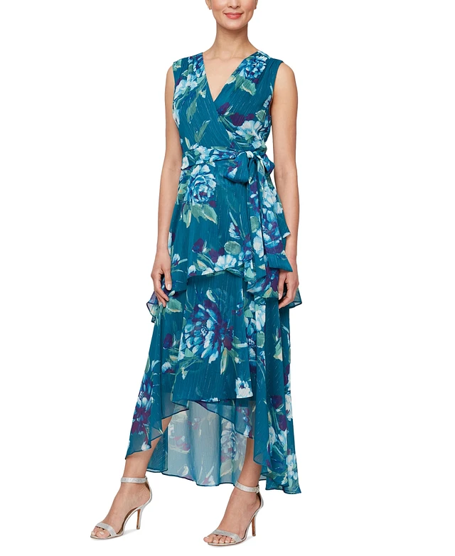macy's high low formal dresses Macy Lace Up Slim Glitter Satin Formal Dress main image 1