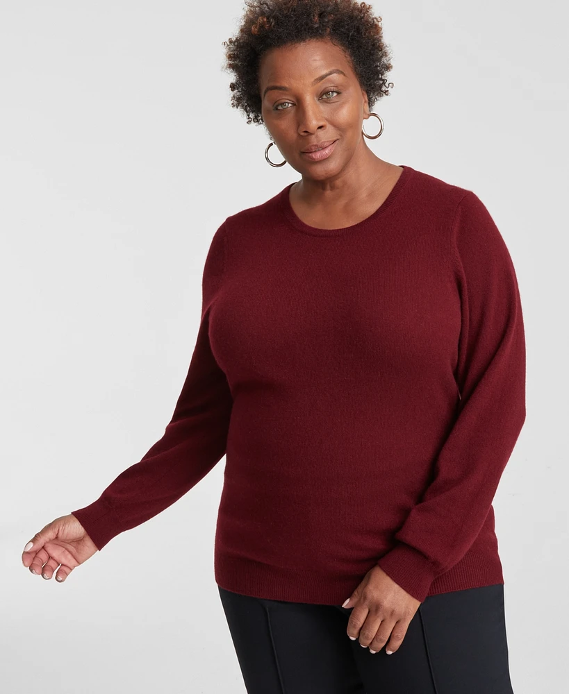 Charter Club Plus 100% Cashmere Crewneck Sweater, Created for Macy's