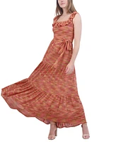 Eliza J Women's Crochet Ruffled Square-Neck Maxi Dress