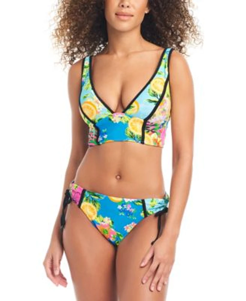 Bar Iii Womens Tropical Print Bikini Top Hipster Bottoms Created For Macys