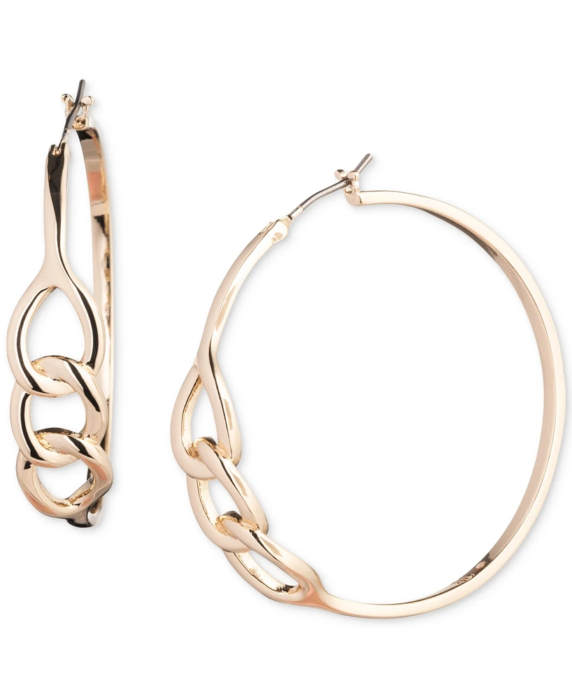 Lauren Ralph Lauren Gold-Tone Medium Triple Link Hoop Earrings, 1.48"