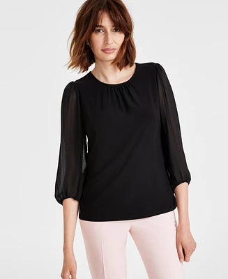 Kasper Women's Crewneck Pull-On Blouse