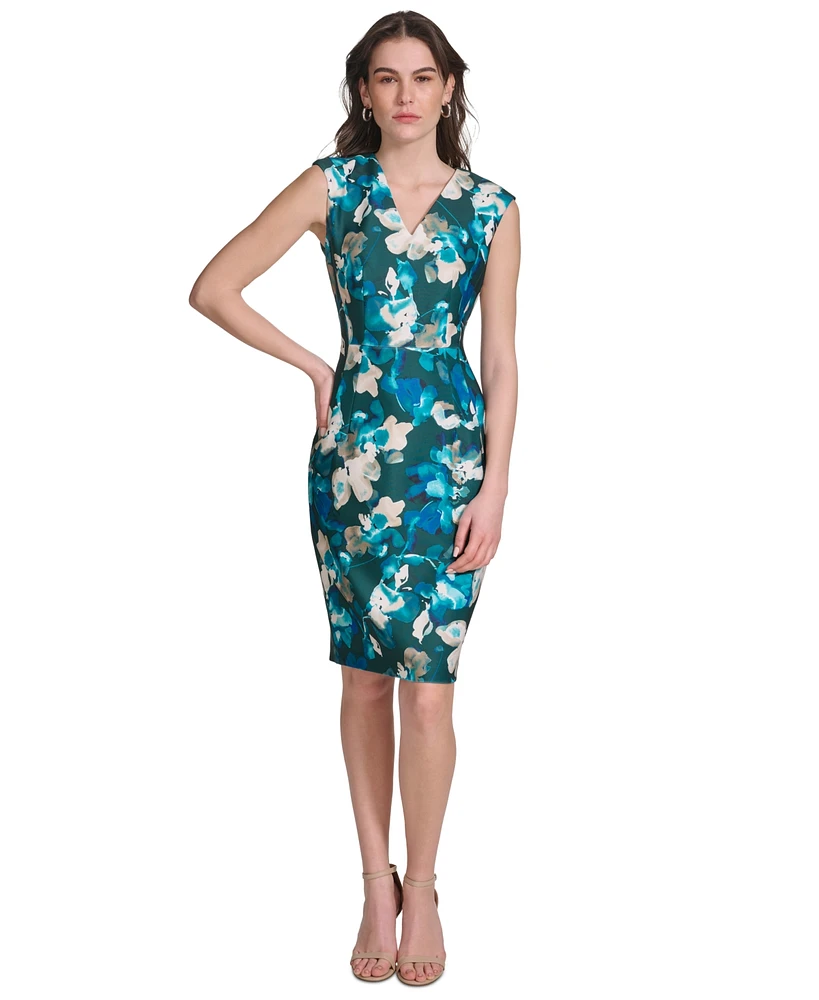 Calvin Klein Women's Floral-Print Sleeveless Dress