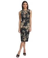 Calvin Klein Women's Floral Front-Slit Midi Dress