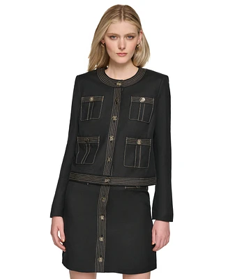 Karl Lagerfeld Women's Trapunto-Stitch Collarless Jacket