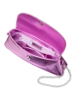 Nina Crystal Flap Mirror Metallic Patent Clutch Bag