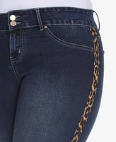 White Mark Plus Super Stretch Denim with Cheetah Pannel