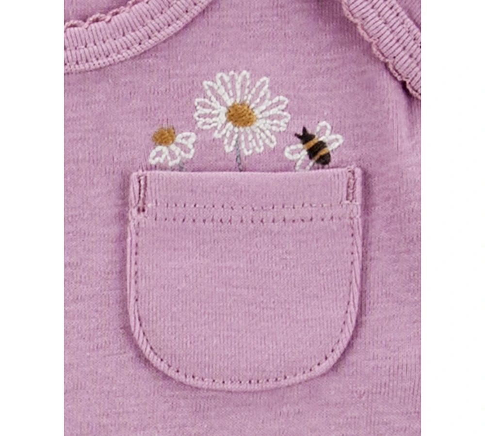 Carter's Baby Girls Cotton Floral-Print Little Hooded Jacket, Bodysuit & Pants, 3 Piece Set