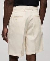 Mango Men's Linen-Blend Darts Detail Bermuda Shorts