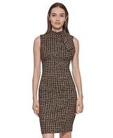 Calvin Klein Women's Mock-Neck Jacquard Sleeveless Dress