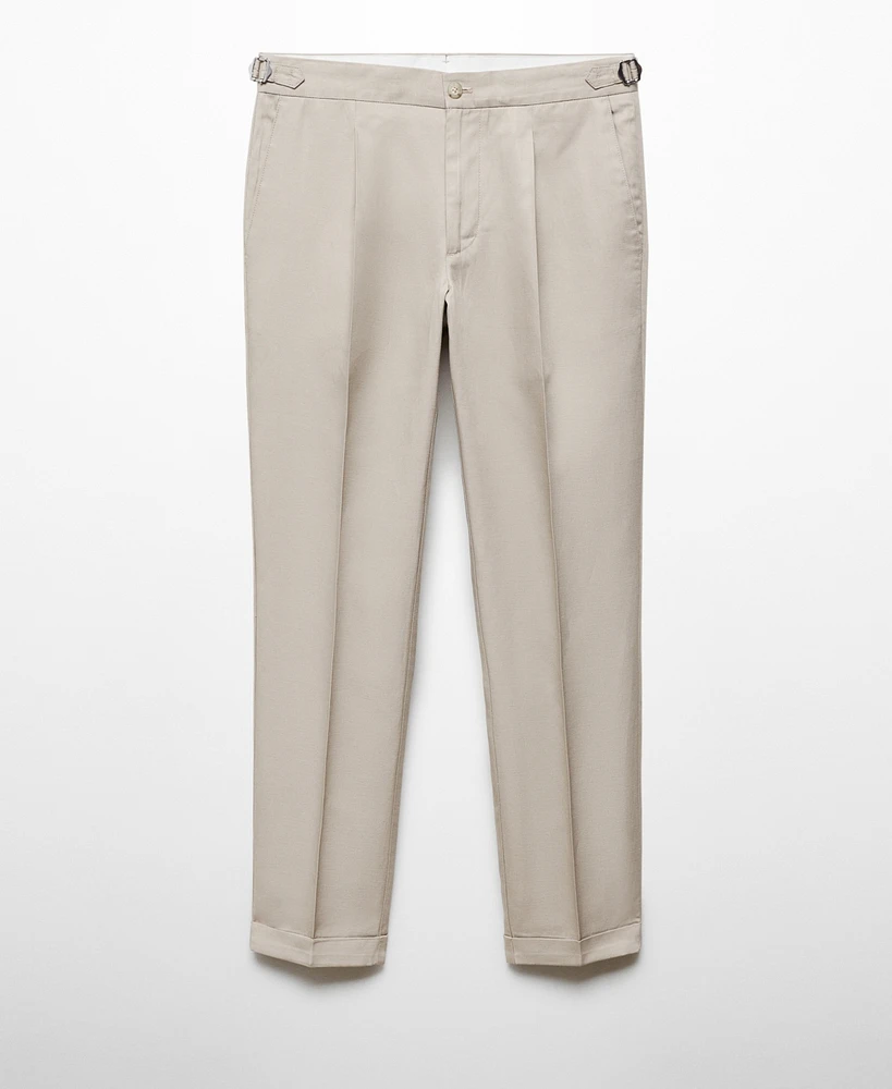 Mango Men's Linen Blend Pleated Trousers