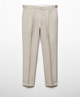 Mango Men's Linen Blend Pleated Trousers