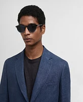 Mango Men's 100% Herringbone Linen Slim Fit Suit Jacket