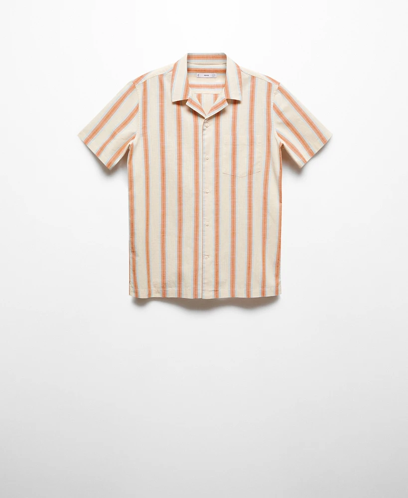 Mango Men's Regular Fit Striped Print Shirt