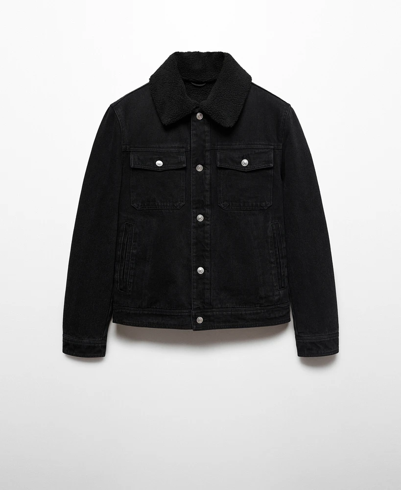 Mango Men's Shearling Denim Jacket