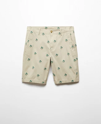 Mango Men's Printed Cotton Bermuda Shorts