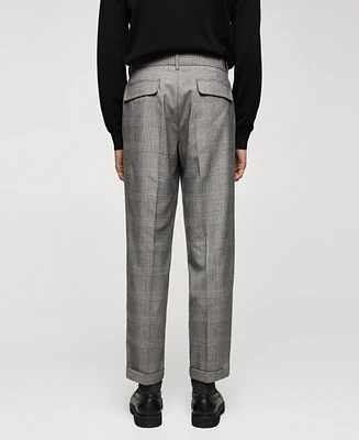 Mango Men's Check Pleated Pants