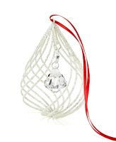 Holiday Lane Jeweled Elegance White Glitter Spiral with Hanging Bead Ornament, Exclusively at Macy's