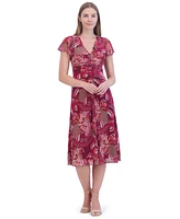 Jessica Howard Petite Paisley-Print Ruched Midi Dress