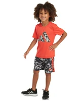 adidas Little & Toddler Boys Short-Sleeve Logo T-Shirt 3-Stripes Shorts, 2 Piece Set