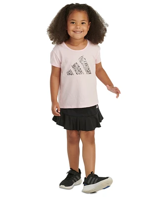 adidas Little & Toddler Girls Short-Sleeve T-Shirt Ruffle Skort, 2 Piece Set