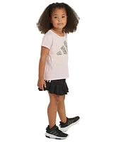 adidas Little & Toddler Girls Short-Sleeve T-Shirt Ruffle Skort, 2 Piece Set