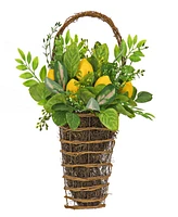 National Tree Company 21 Leafy Greens and Lemons Wall Basket