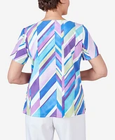 Alfred Dunner Women's Double Strap Broken Chevron Tee