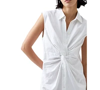 French Connection Women's Linen-Blend Sleeveless Twist-Front Shirtdress