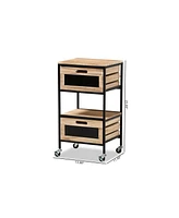 Baxton Studio Olinda Modern Industrial Oak Brown Finished Wood and Black Metal 2-Drawer End Table