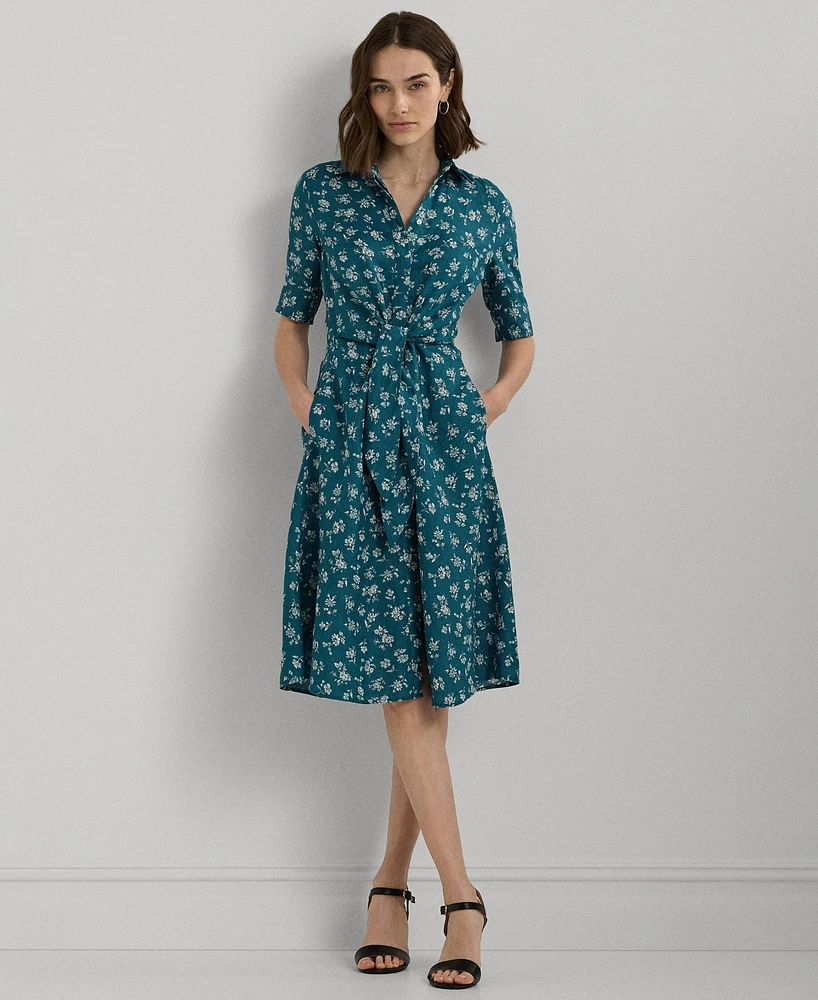 Lauren Ralph Women's Linen Floral Shirtdress, Regular & Petite