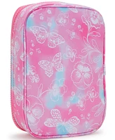 Kipling 100 Pens Aqua Flowers Zippered Pen Case