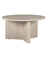 Hudson & Canal Anders 32" Wide Round Coffee Table in Alder White