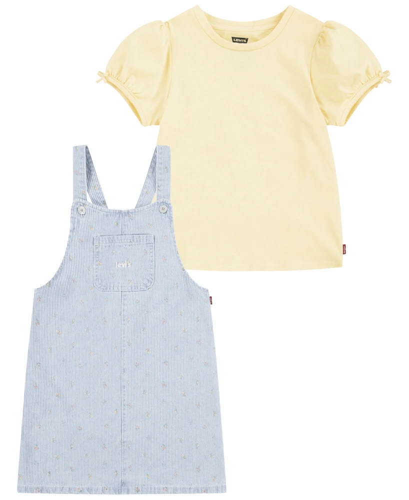 Levi's Little Kids Puff Sleeve Tee and Skirtalls Set